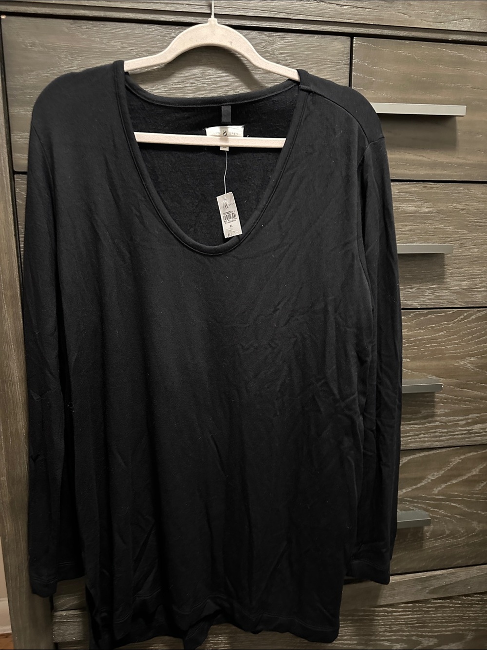 Lou & Grey Black Long Sleeve Scoop Neck Top
